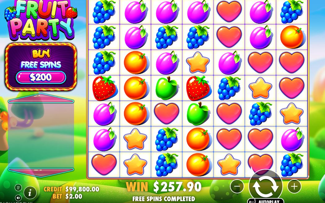 Cluster win with Tumble blocks removed and refilled