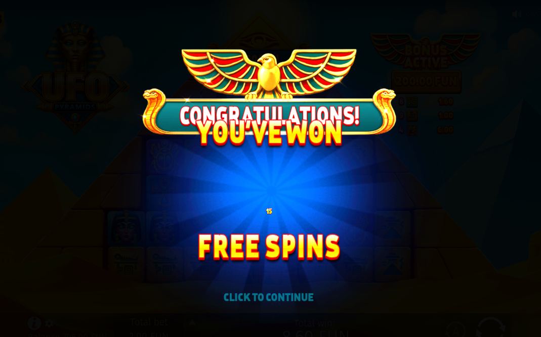 Free Spins screen with multiplier tokens adding up
