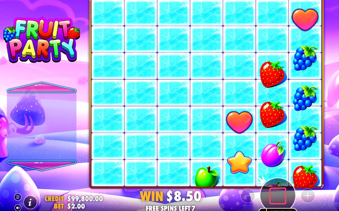 Free Spins counter on the night-time candy-land background